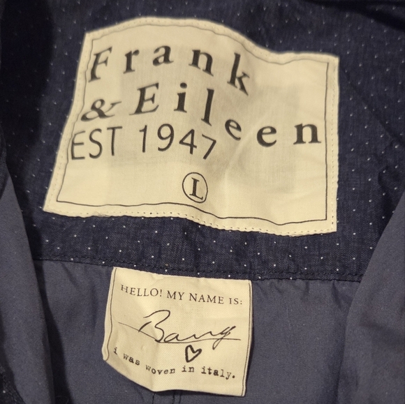 Frank & Eileen BARRY Cotton Button Down Collar Shirt Navy Blue W/Dots Size Large - Picture 4 of 11
